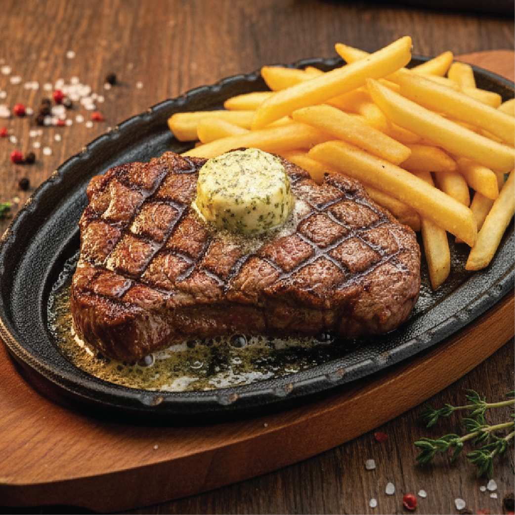 Grilled Sirloin Steak with Herb Butter Sauce